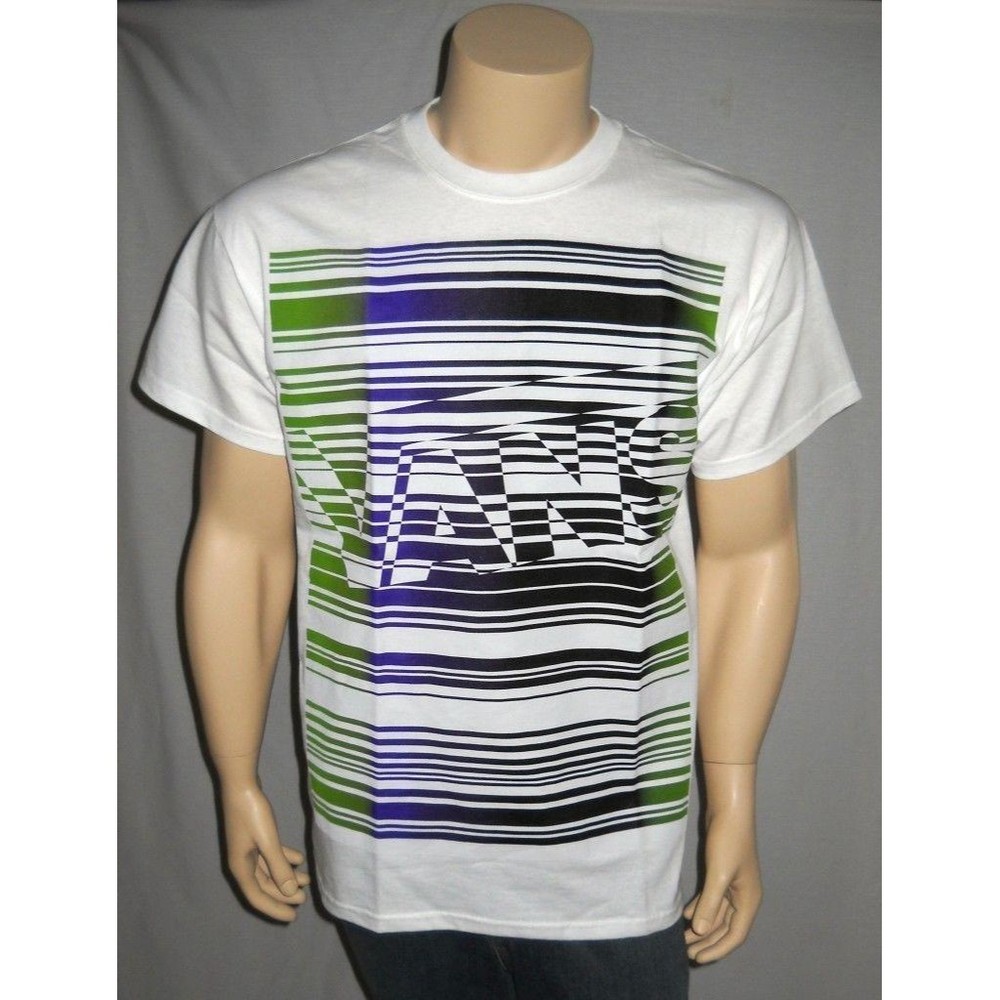 Y2K VANS T Shirt Mens White Cotton Skateboarding Classic Barcode New Old Stock